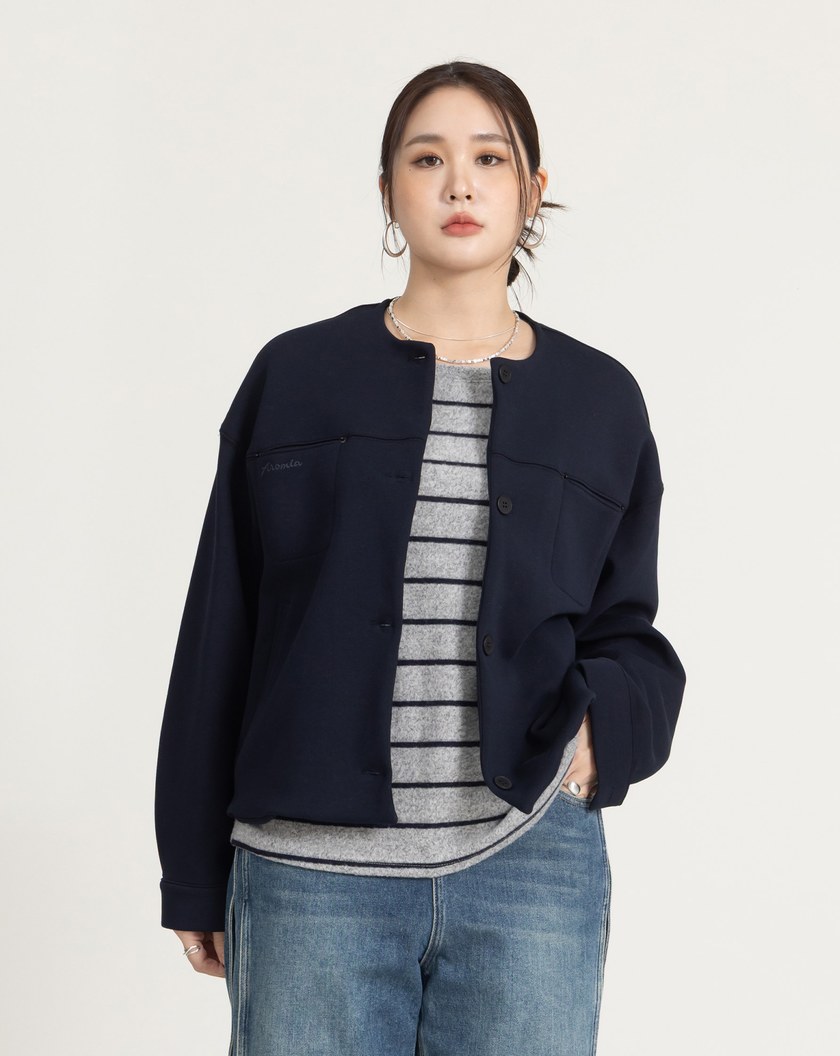 Q軟空氣棉無領外套(三色)