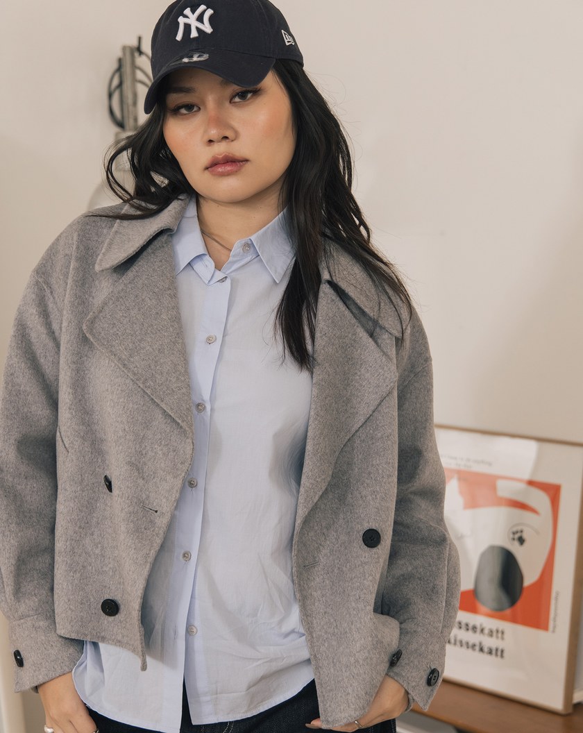 小臉神器大翻領雙面呢羊毛外套