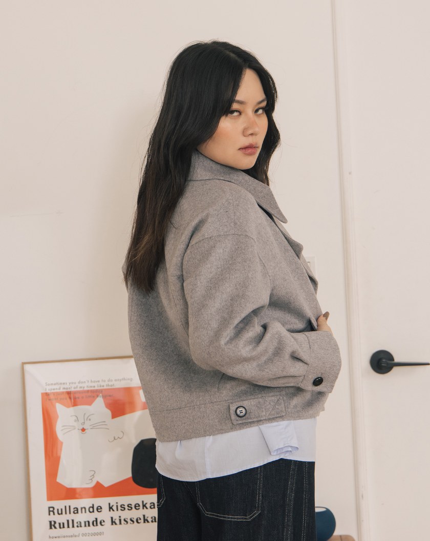 小臉神器大翻領雙面呢羊毛外套