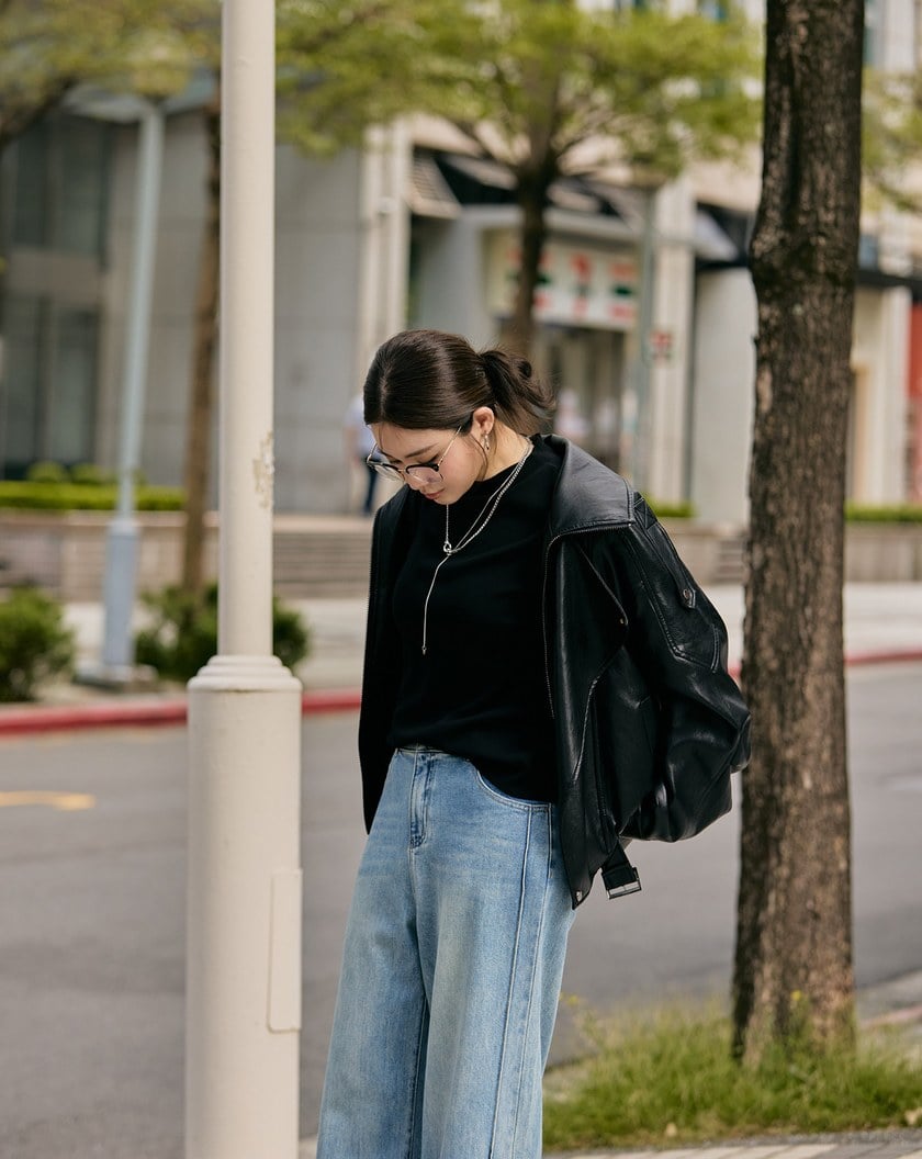 率性雙層領Oversize柔軟皮衣外套(兩色)