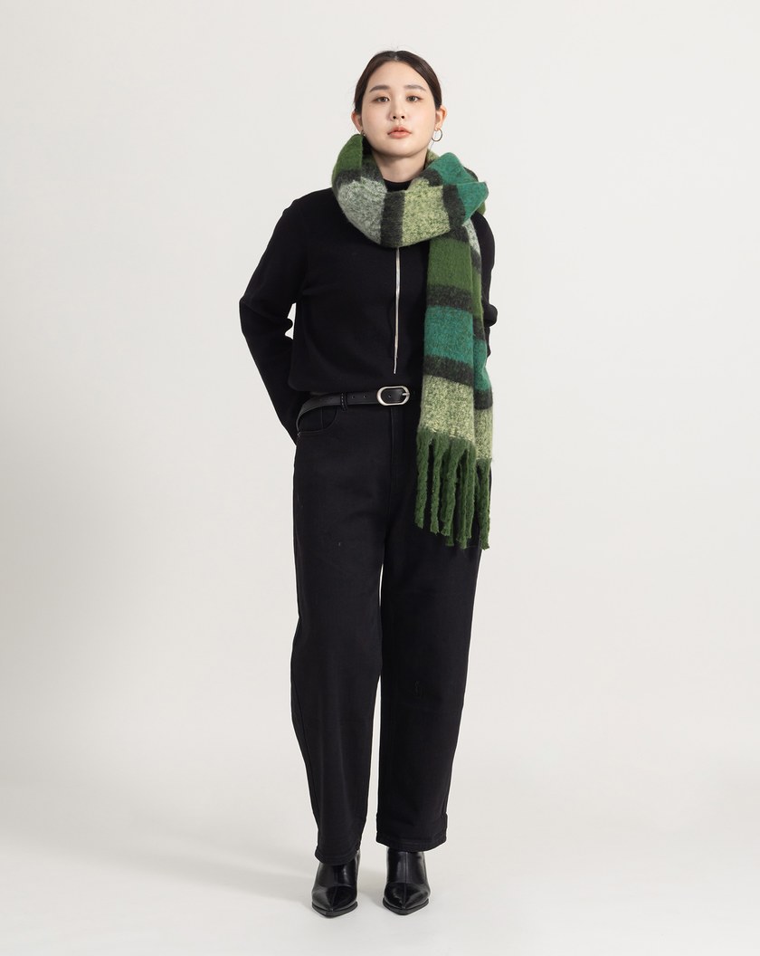 馬海毛配色條紋圍巾(三色)