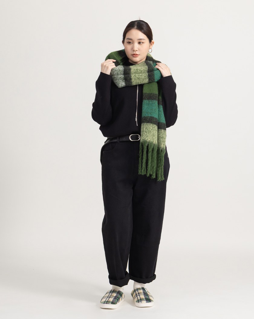 馬海毛配色條紋圍巾(三色)