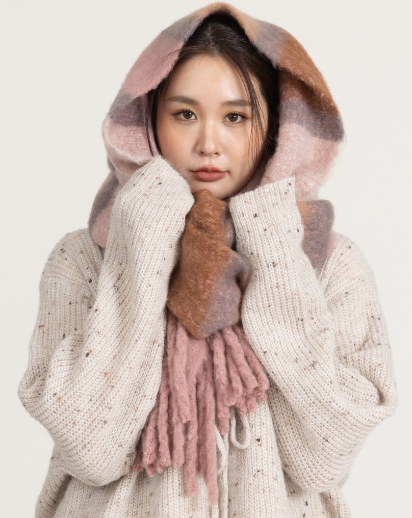 馬海毛配色條紋圍巾(三色)