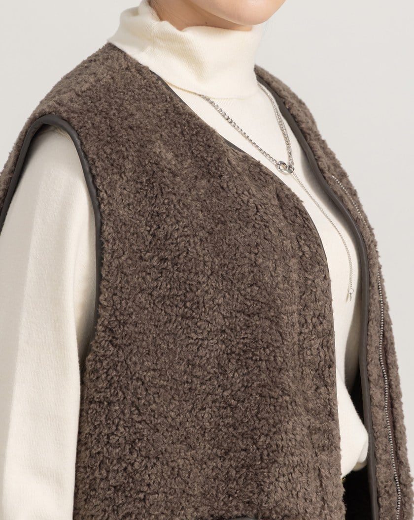 圈圈毛雙口袋開襟背心(兩色)