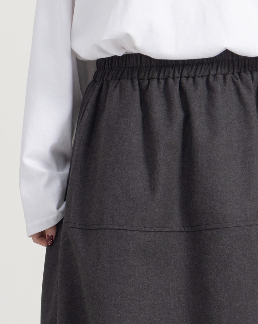 毛呢全腰鬆緊花苞裙(兩色)