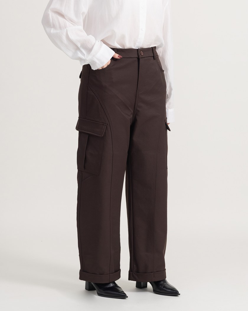 都會風挺廓剪接造型工裝褲(兩色)