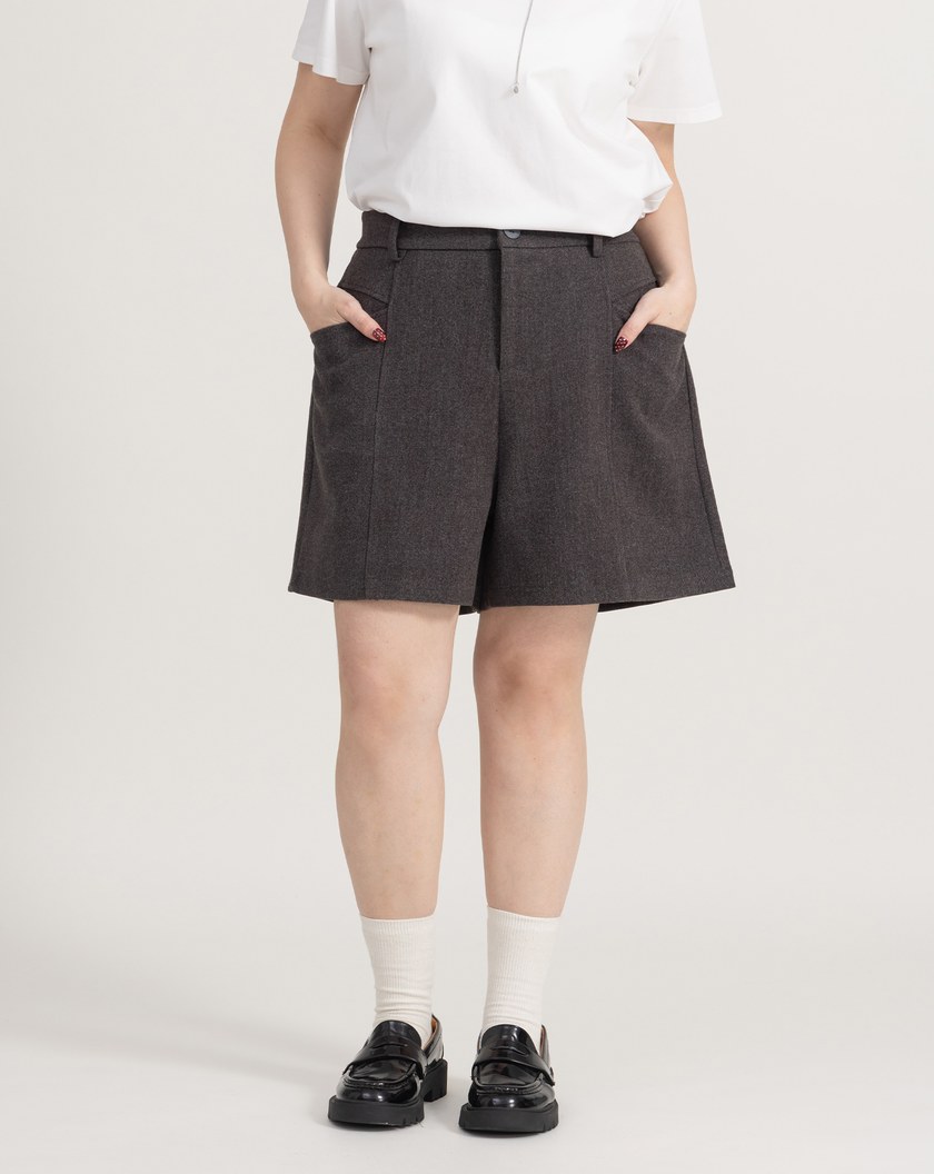 遮胯必備口袋造型羊毛A字短褲(兩色)