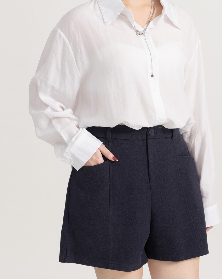 遮胯必備口袋造型羊毛A字短褲(兩色)