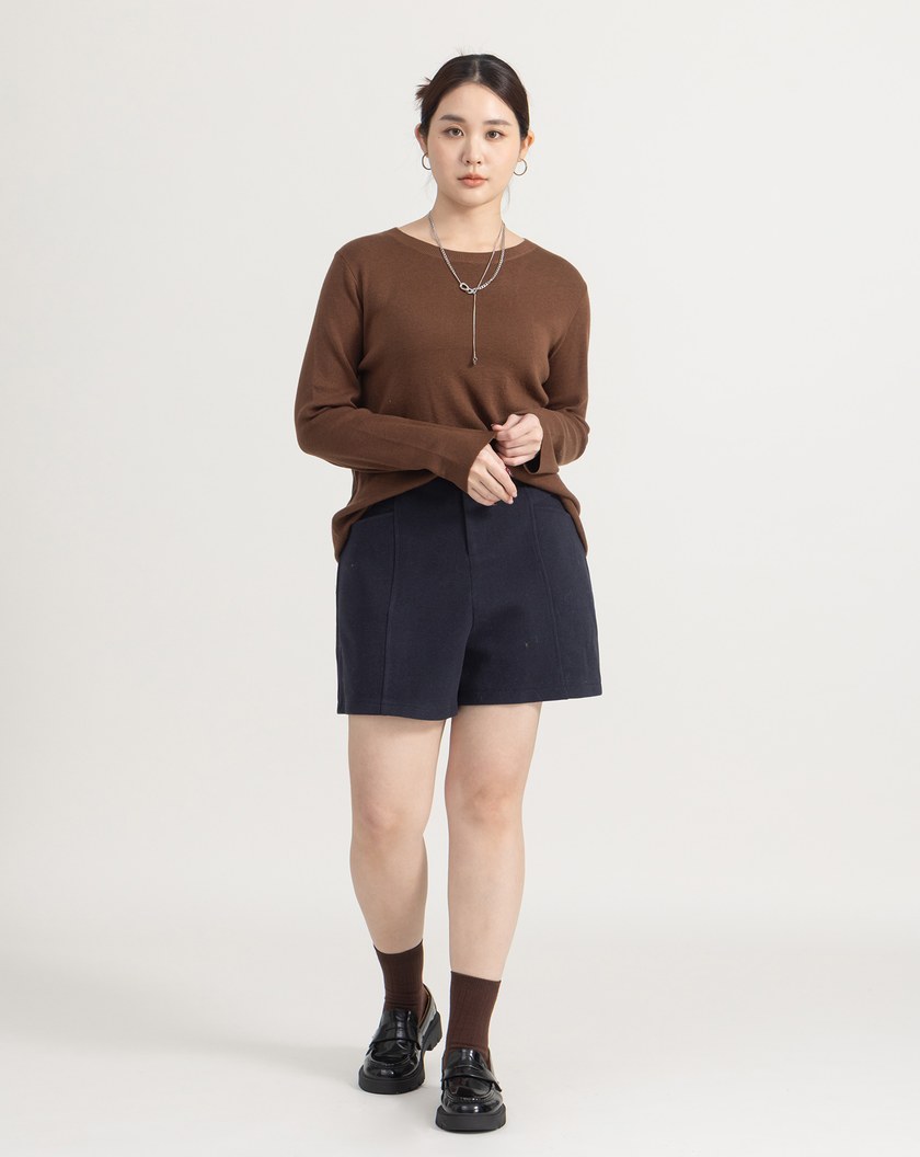 遮胯必備口袋造型羊毛A字短褲(兩色)