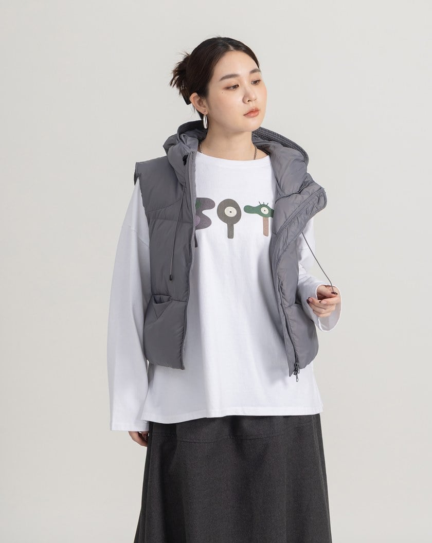 絨感純棉圖案設計長袖T恤(兩色)