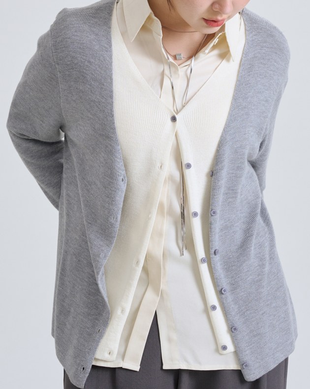 柔軟羊毛假兩件針織外套(三色)