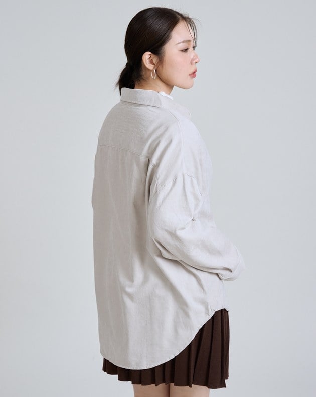 不易皺坑條絨感垂墜襯衫(三色)