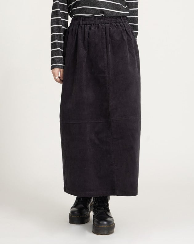 燈芯絨全腰鬆緊花苞裙(兩色)