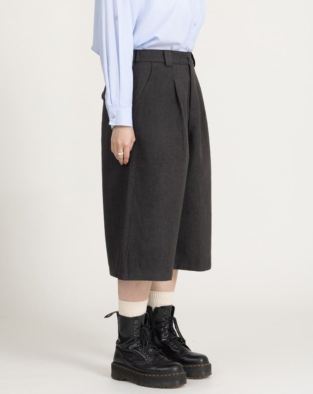 毛呢保暖寬直筒六分褲(兩色)