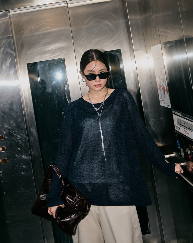 率性風針織透膚上衣(兩色)