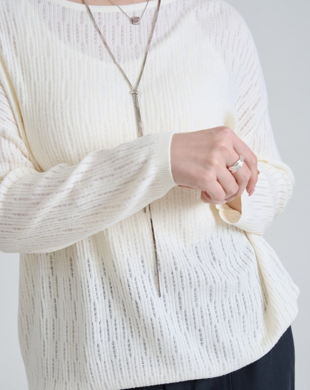 船型領立體織紋混羊毛針織上衣(兩色)