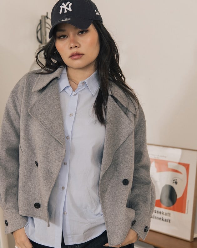 小臉神器大翻領雙面呢羊毛外套