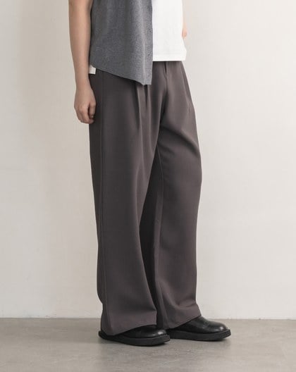 高腰打褶顯瘦直筒西裝褲(兩色)