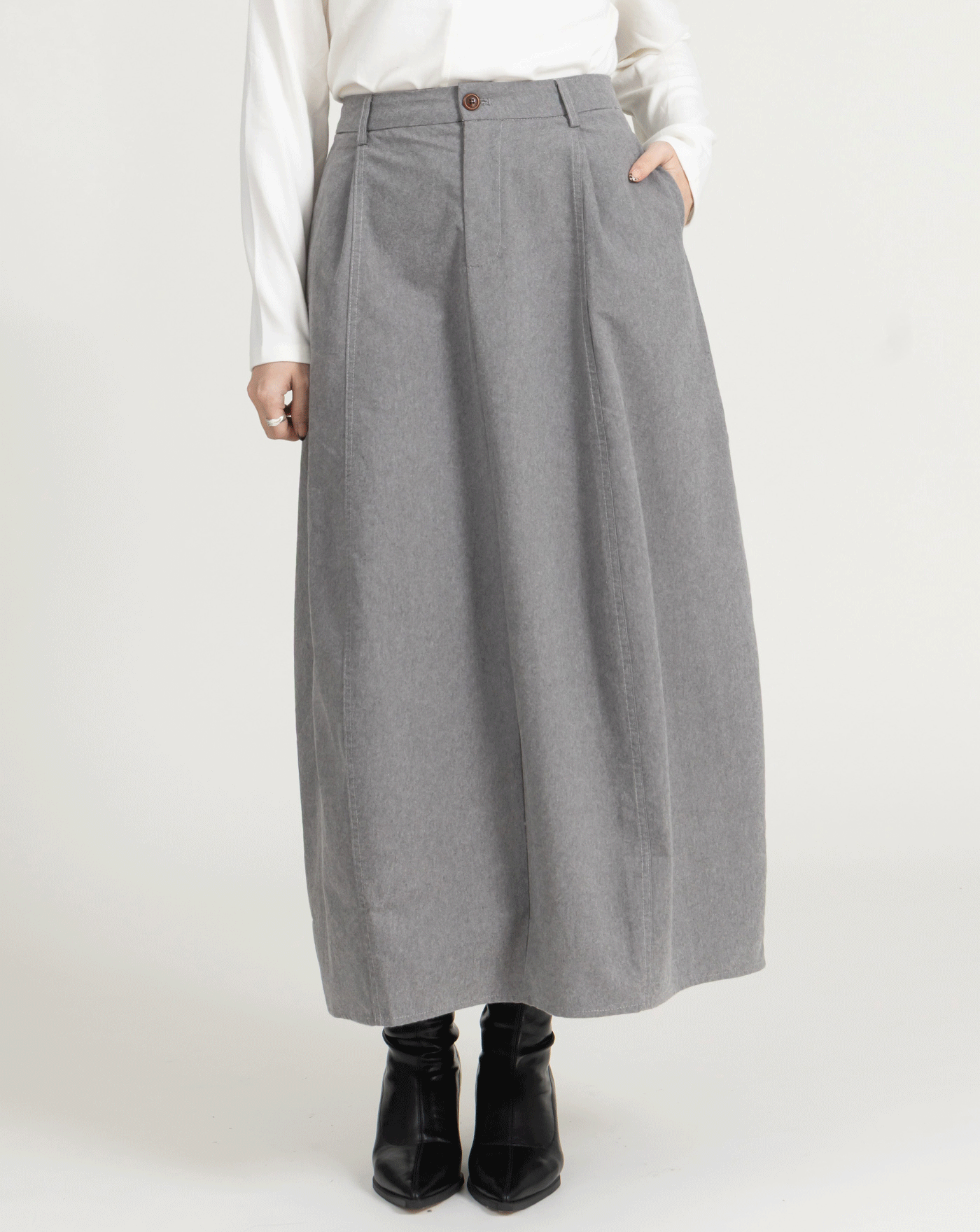 俐落感立體剪裁花苞裙(兩色)