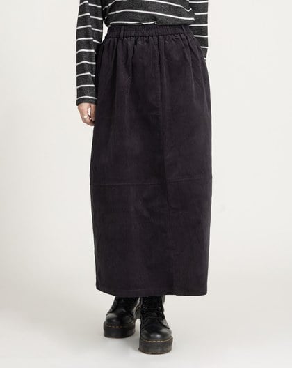 燈芯絨全腰鬆緊花苞裙(兩色)