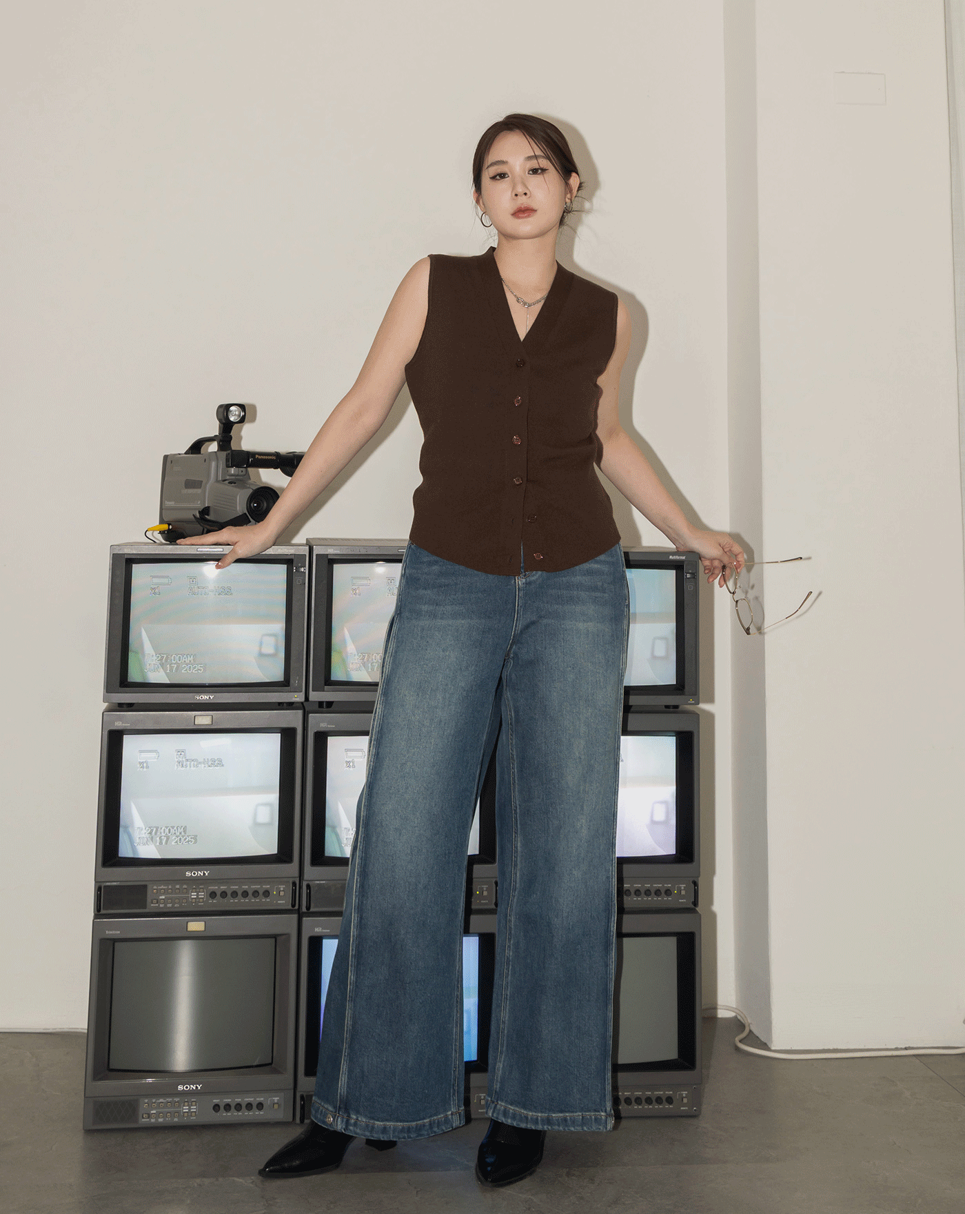 2WAY褲腳可收水洗彈性牛仔褲