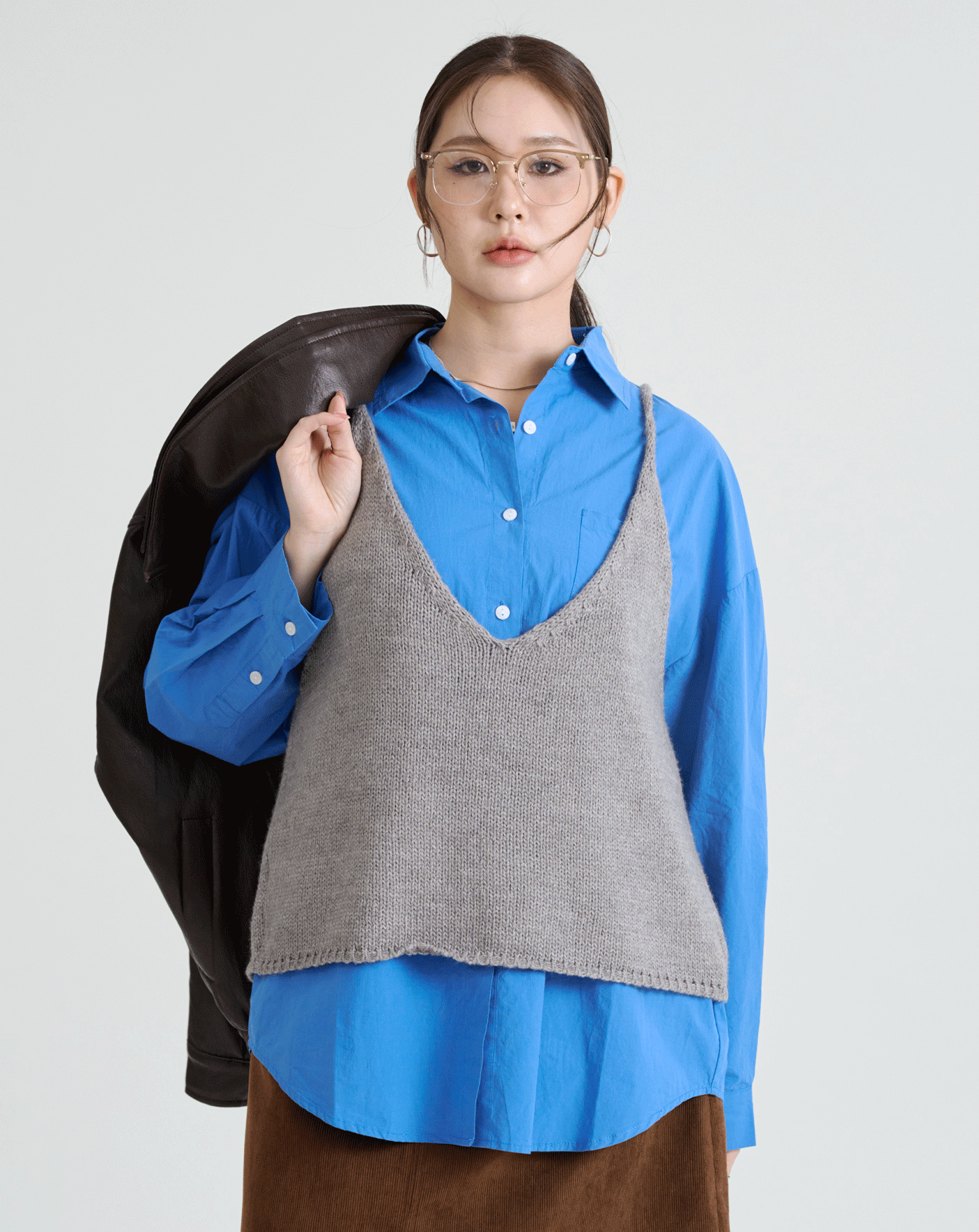 兩穿羊毛細肩帶綁帶背心(兩色)