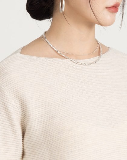 船型領極簡混羊毛針織上衣(兩色)