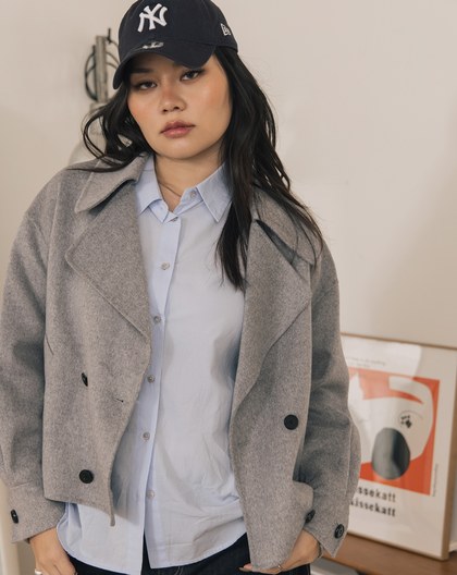 小臉神器大翻領雙面呢羊毛外套