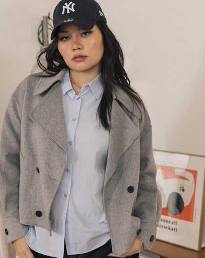 小臉神器大翻領雙面呢羊毛外套