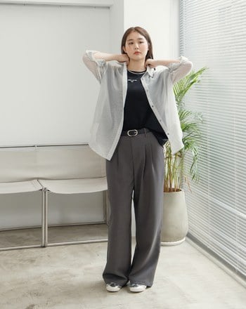 細條紋質感百搭襯衫