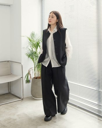 修身打褶隨性西裝寬褲