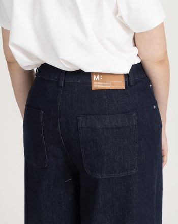 挺版修長車線造型牛仔寬褲