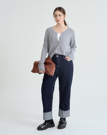 反折車線好彈直筒牛仔褲