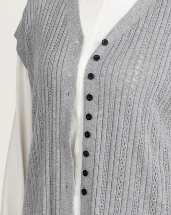 V領鏤空短袖針織上衣(三色)