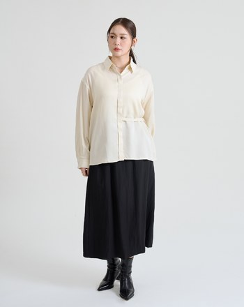 側釦造型質感垂墜天絲襯衫(三色)