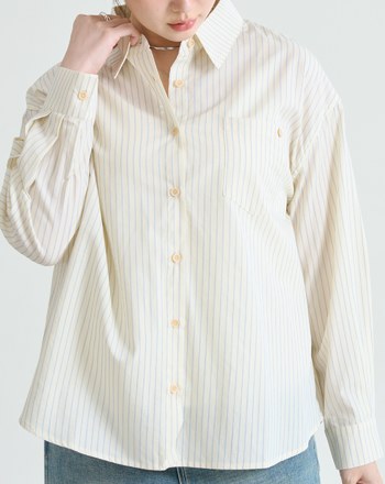 撞色條紋天絲襯衫(兩色)