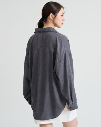 不易皺坑條絨感垂墜襯衫(三色)