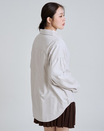 不易皺坑條絨感垂墜襯衫(三色)