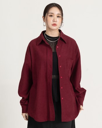 柔霧絨磨毛寬鬆襯衫(四色)