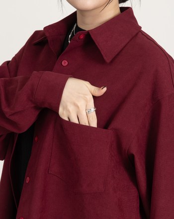 柔霧絨磨毛寬鬆襯衫(四色)