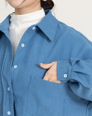 柔霧絨磨毛寬鬆襯衫(四色)