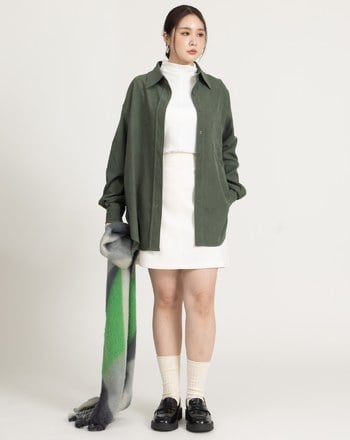 柔霧絨磨毛寬鬆襯衫(四色)