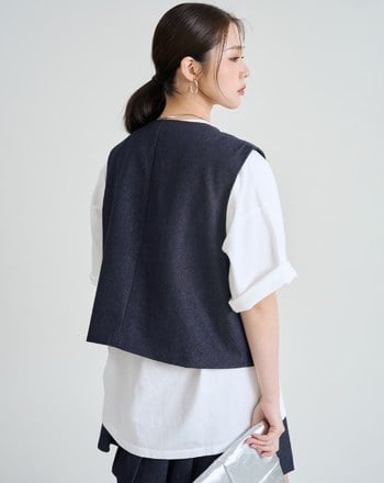 不褪色開襟牛仔背心