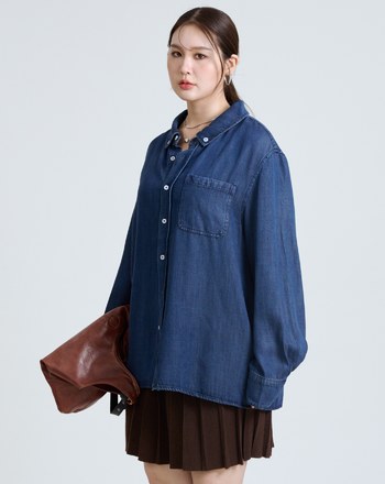 經典垂墜感天絲牛仔襯衫