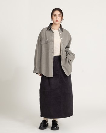 燈芯絨全腰鬆緊花苞裙(兩色)