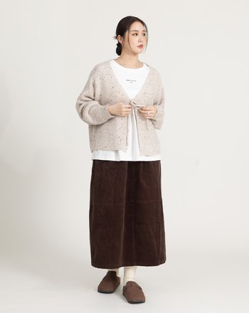 燈芯絨全腰鬆緊花苞裙(兩色)