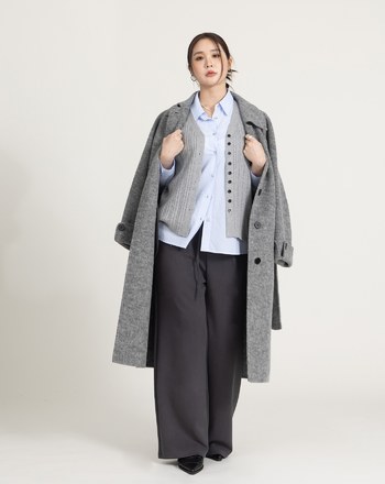 慵懶感鬆緊腰頭抽繩寬褲(兩色)