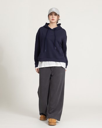 慵懶感鬆緊腰頭抽繩寬褲(兩色)