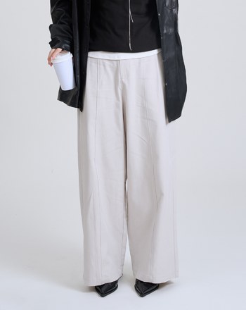 率性後腰鬆緊天絲直筒寬褲(兩色)