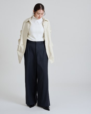 率性後腰鬆緊天絲直筒寬褲(兩色)